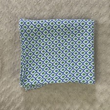 HB Hudson Baby Blue White Green Dots Geometric Swaddle Blanket Muslin Cotton