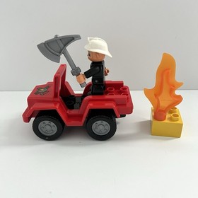 Lego Duplo Town 6169 Fire Chief & Jeep Complete Building Toy Set No Box Manual