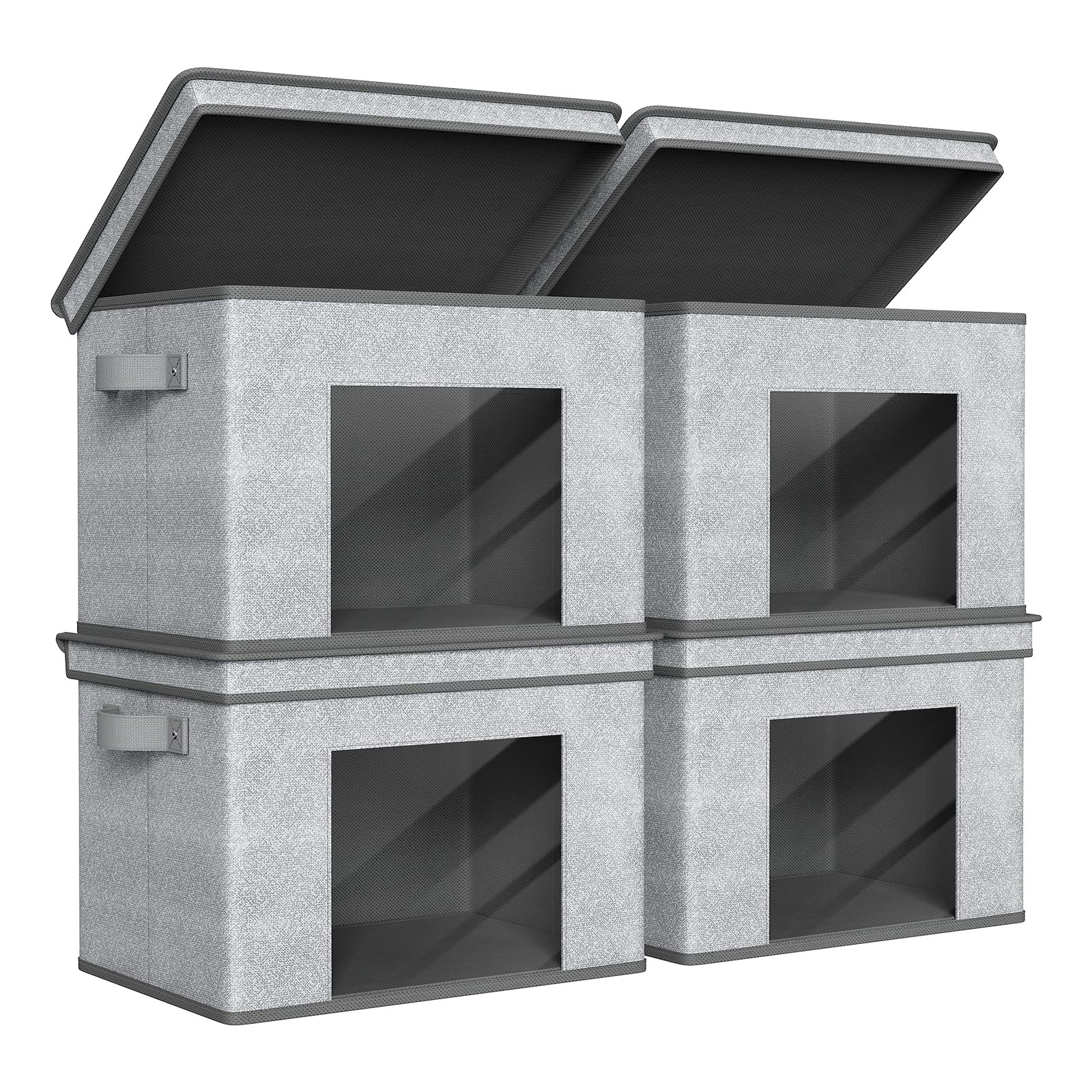 Foldable Fabric Storage Boxes Large Storage Bins with Lids [4-Pack] Collapsib...