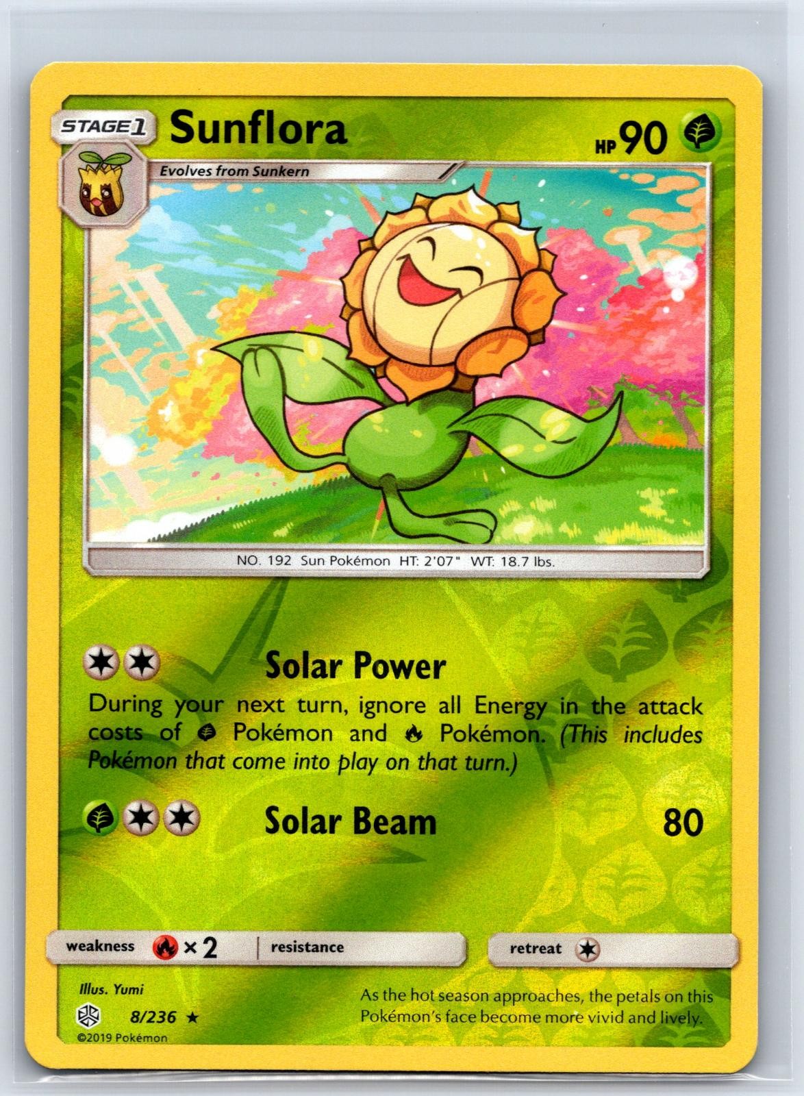 Sunflora 8/236 Rare Cosmic Eclipse Pokemon Reverse Holo NM/M 611d-60