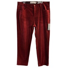 NWT Soft Surroundings Straight Leg Full Length Corduroy Red Pant Size 18