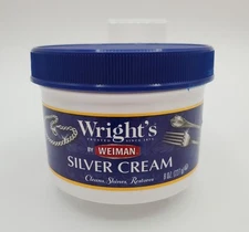 Wrights Silver Cream 8oz Clean Shine Restore Polish Sponge Metal Cleaner Weiman