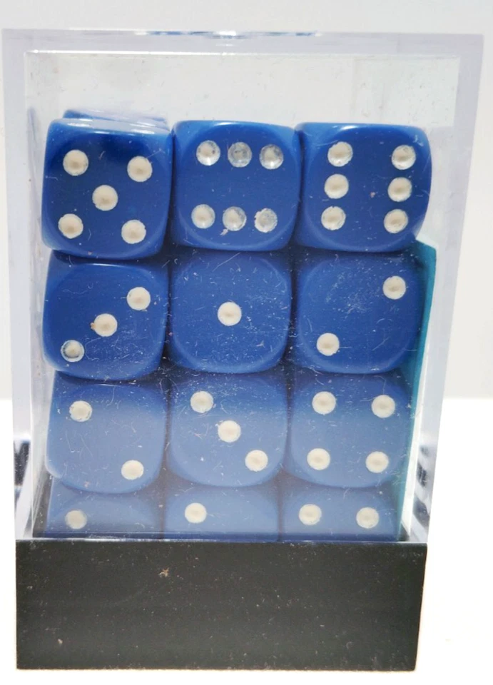 Chessex Dice d6 36 Blue w/White Opaque 12mm Six Sided Die CHX25806 - Image 2 of 2