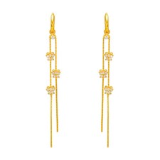 14K Yellow White Gold Fancy 3 Hanging Butterflies Dangling Earrings Girl Women