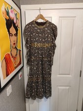 Michael Kors Ladies Maxi Dress Brown Floral Size XS Will Fit 6/8 Long Sleeve