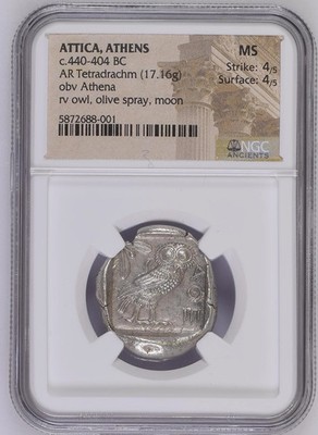 Greece Athens 440-404 BC AR Tetradrachm NGC MS