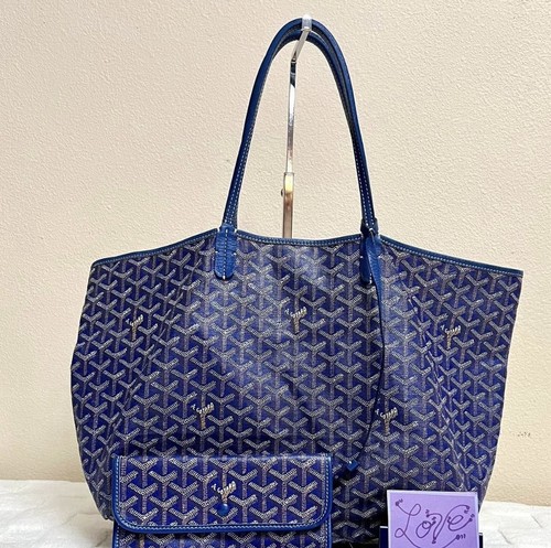 Goyard St Louis Tote Blue With Pouch