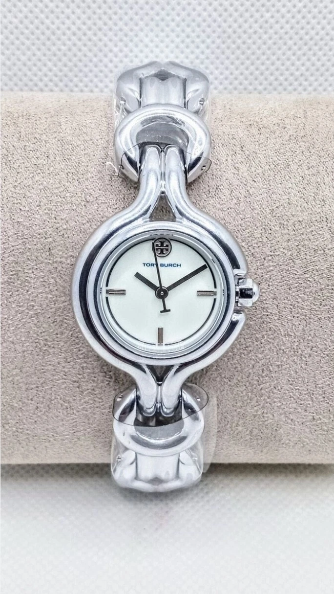 Orologio Tory Burch nodo intrecciato acciaio inox argento TBW3037 con etichetta e scatola