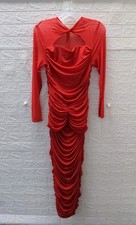 New Taideux London Fuller Bust Geneive Ruched Mesh Red Sz XL