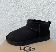 UGG BLACK CLASSIC ULTRA MINI WATER-RESISTANT SHEEPSKIN BOOTS, US 8/ EUR 39 NEW
