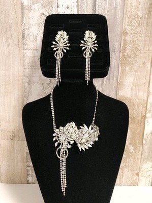 Erickson Beamon Bridal Jewelry Set Silver Tone with Clear Crystal Rhinestones