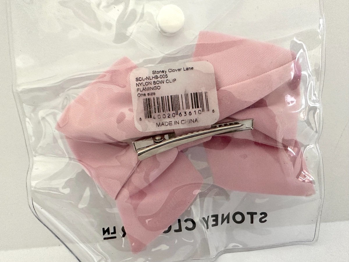 BRAND NEW STONEY CLOVER LANE FLAMINGO PINK NYLON BOW CLIP 