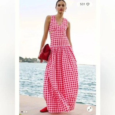 Anthropology S/W/F Red Gingham Maxi Dress, NWOT Size XL ( $408)