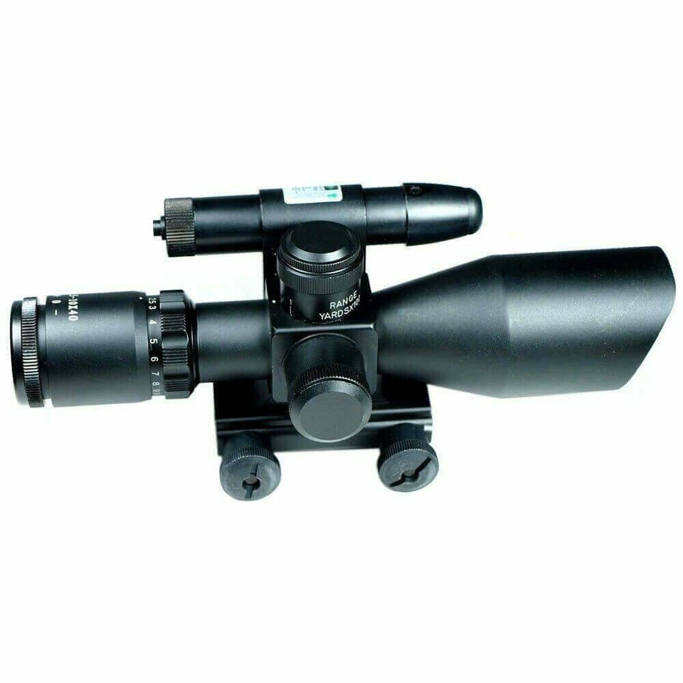 DB TAC INC 2.5-10x40 Tactical Scope Red Green Mil-dot Dual Illuminated With Red Laser Quick Sight