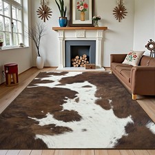 Foxmas Area Rugs for Living Room, 5x7 Machine Washable Cow Print Rug, Non-Sli...