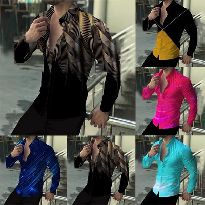 Go Bold with this Printed Long Sleeve Muscle Fit Shirt for Men's Fitness