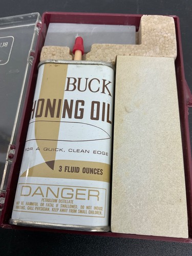 Vintage Buck Knife Honing Oil Kit 2 Sharpening Stones