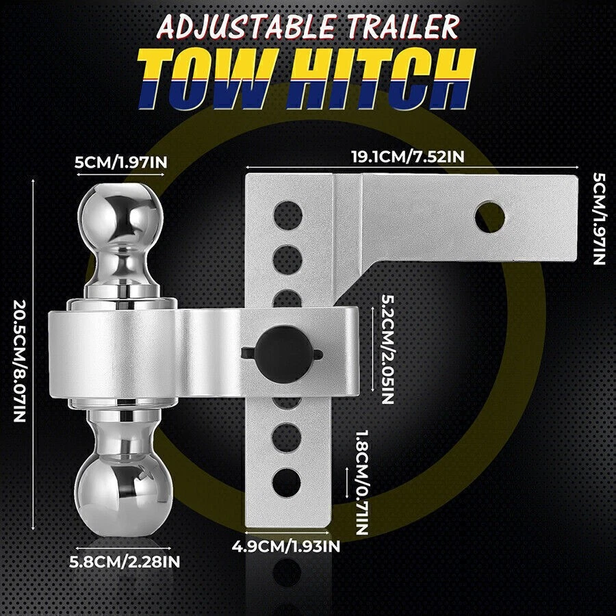 2" Receiver 6" Drop/Rise Adjustable Tow Hitch Dual Ball Mount Trailer 18500 lb - Image 4 of 4