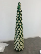 Neiman Marcus Green And Gold Glass Tree 31 Inch