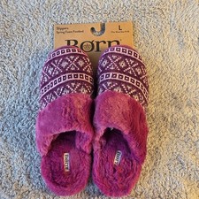 Born Slippers Women's Large 9-10 Purple Fair Isle Spring Foam Hard Sole