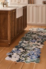 Hand-Tufted Floral Wool Viscose Rug Blue Gree...
