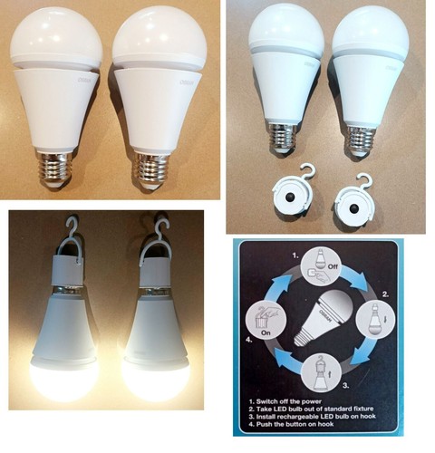 2 x Pack Osram 7.5W E27 Rechargeable Globe 700 lms Warm White Light Home Camping - Picture 2 of 6