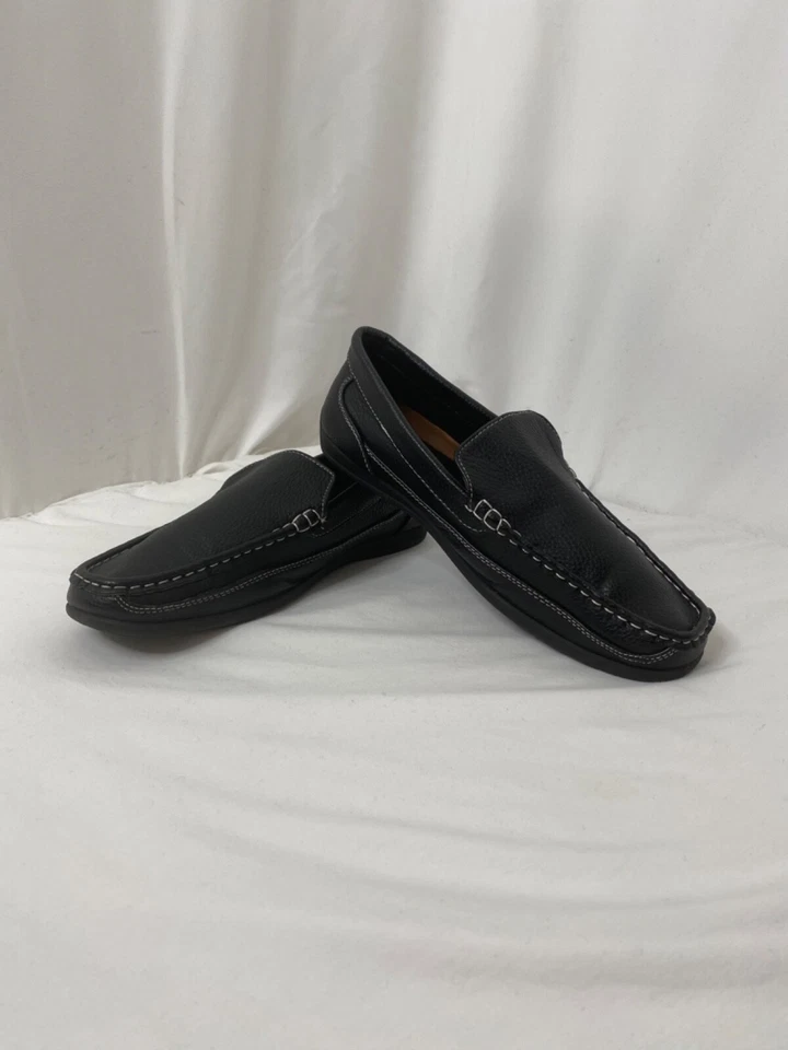 Zapatos sin cordones para niños talla 7 Akademiks suela plana negra imitación cuero Foto 2 de 4
