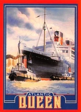 Atlantic Queen Mary Continental Size Postcard 4 1/2" by 6" Athena