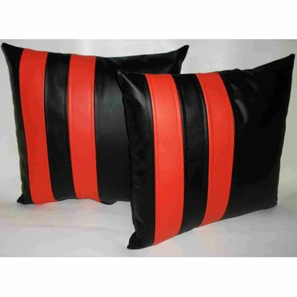 Sofá cama de cuero Almohadas negras Almohada Dos chaise longue Seater 2...