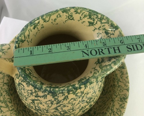 Robinson Ransbottom ROSEVILLE Ohio WaterPitcher&Bowl GreenSpongeware HEAVY!APR21 - Picture 12 of 12