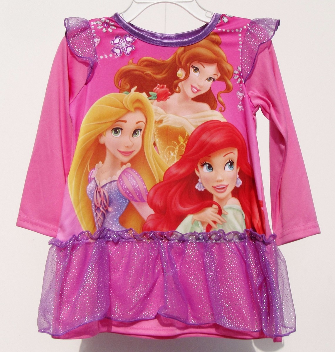 NWT GIRLS TODDLER SIZE 2T PINK & PURPLE DISNEY PRINCESSES LONG