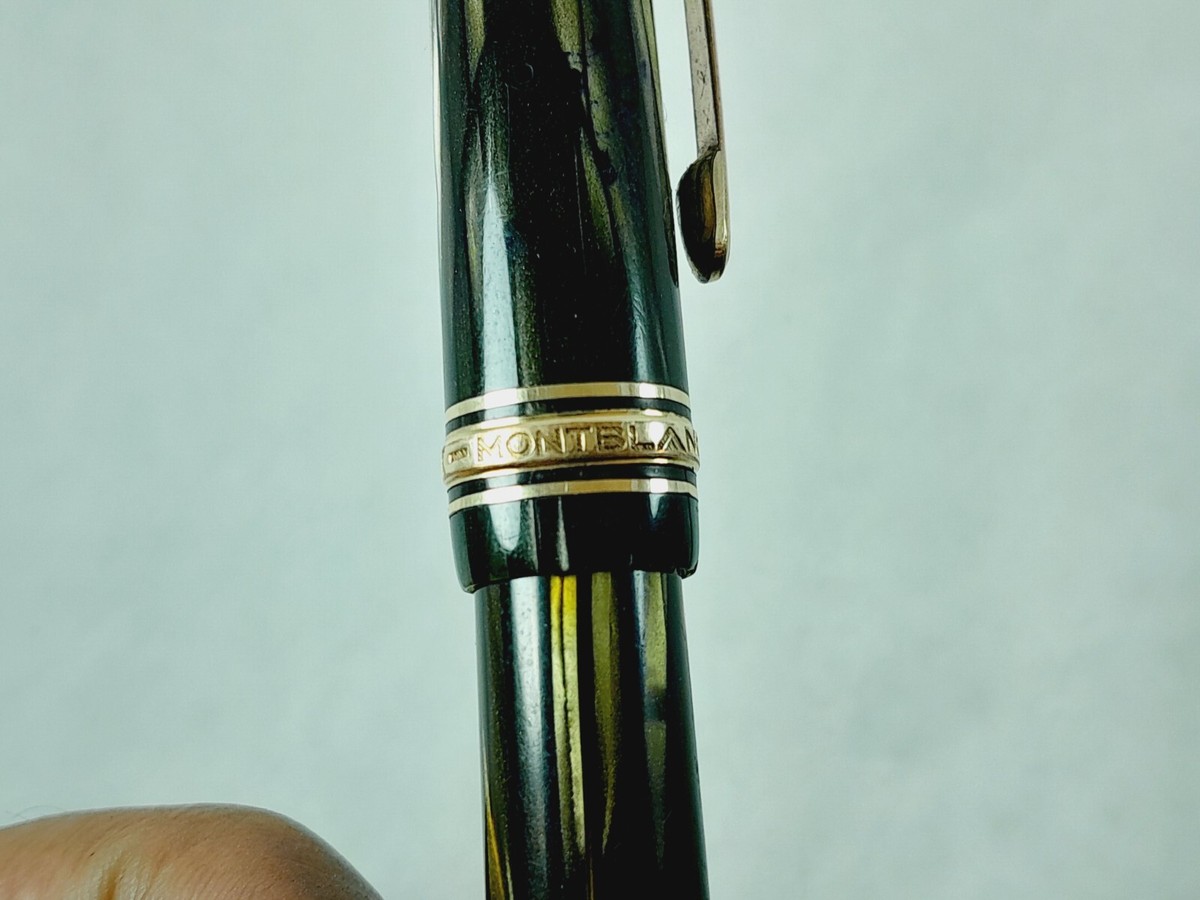 VINTAGE MONTBLANC 144 GREEN STRIPED CELLULOID FONTAIN PEN | eBay