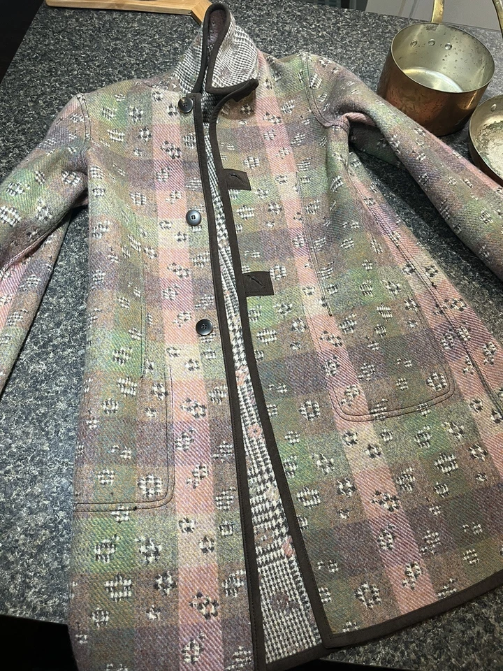 Vtg 40’s Reversible Handmade Floral Houndstooth Tweed/Wool Jacket Coat Women Med - Image 3 of 4