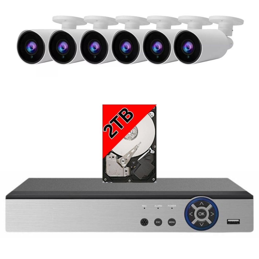 With 6pcs. 1080p Bullet Cameras 2tb Hard Drive
