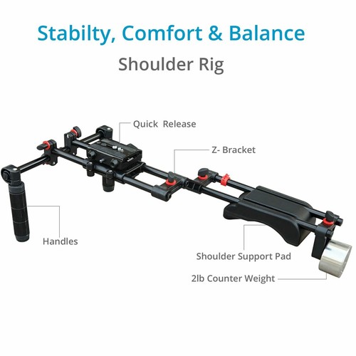 Filmcity FC-02 Camera Cage Shoulder Rig Kit w Matte Box for DSLR & DSLM Cameras - Photo 2/6