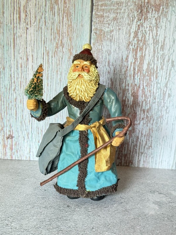 Vintage Kurt Adler Fabriche Santa Claus Figurine With Tree & Cane 7" Collectible