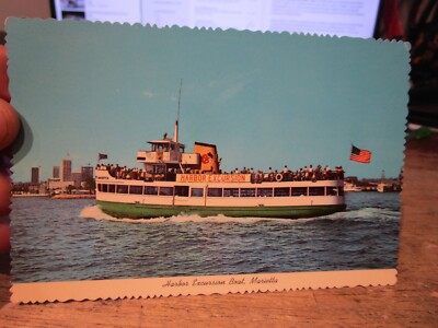 D3 CALIFORNIA Old Postcard San Diego Harbor Excursion Boat Marietta Broadway St.