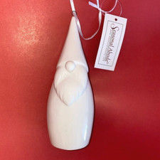 Seasonal Abode White Porcelain Large 6" Tall Thin GNOME Christmas Ornament NWT