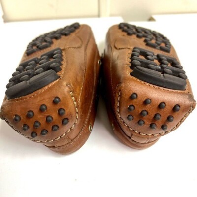 COLE HAAN Genuine brown leather driving loafers men display picture 3