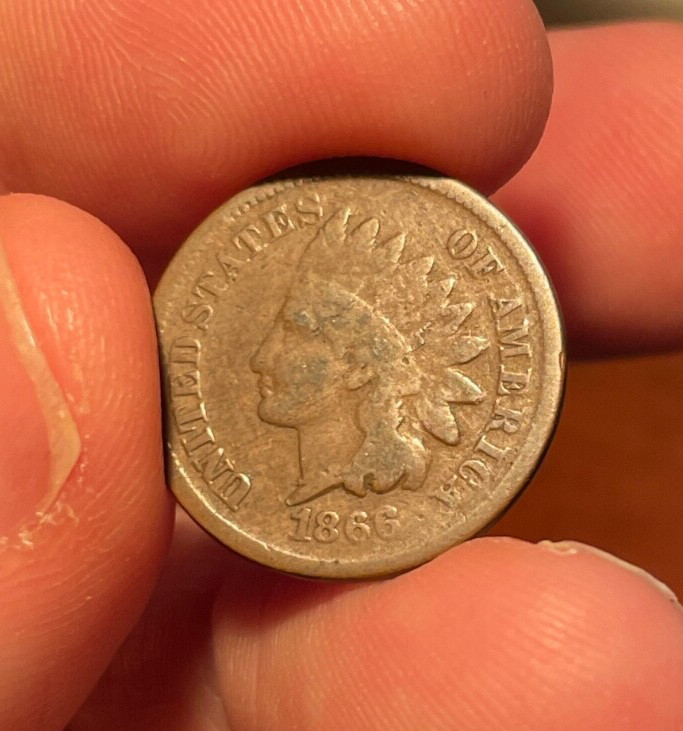 (#101689) Indian Head Cent:  1866.  Good.  Key Date!!!