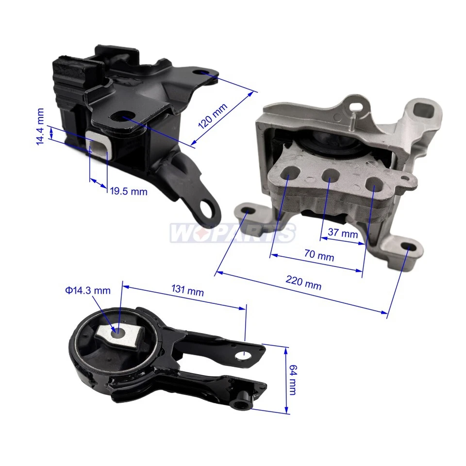 Juego de montaje de motor y amplificador de transmisión de 3 piezas apto para Toyota 2017, Mazda 2 2018 L4-1,5 L Foto 2 de 4