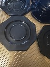 US Glass Saucer Bread Plate Scroll Black 5" Set Of 7 Unbranded Cup Estate JJ108 — photo 3