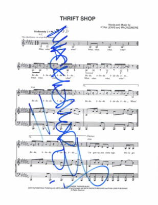 Macklemore Signed Autograph Thrift Shop Sheet Music - The Heist Rapper, Ben