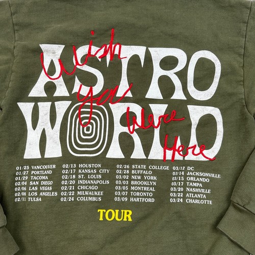 Astro World Bear Sweater Mens Small Green Travis Scott Tour Concert Logo - Picture 4 of 8