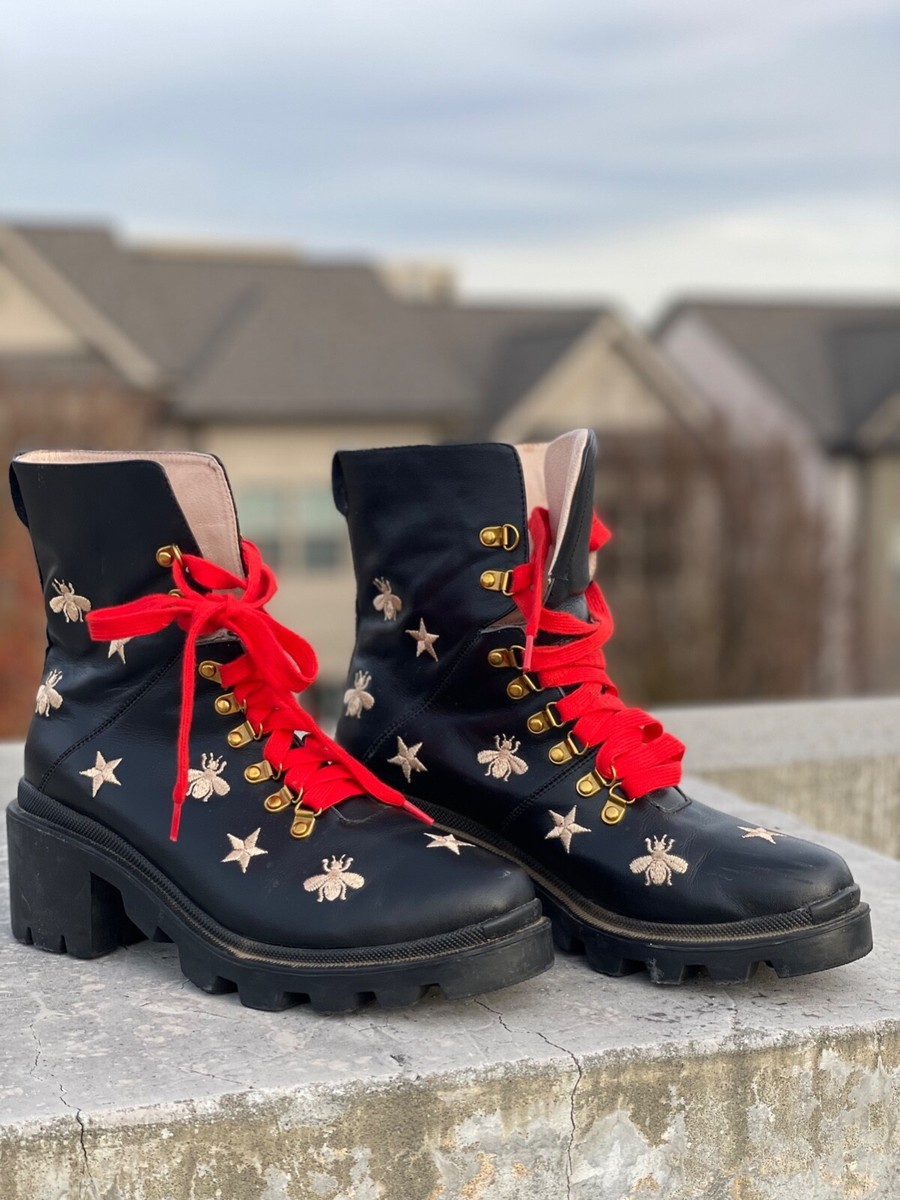 【新品】GUCCI グッチ Bee Star パンプス 39 ビー＆スター 希少 Gucci Boots Heeled Combat Size 40 Embroidered Bee Star Leather | eBay