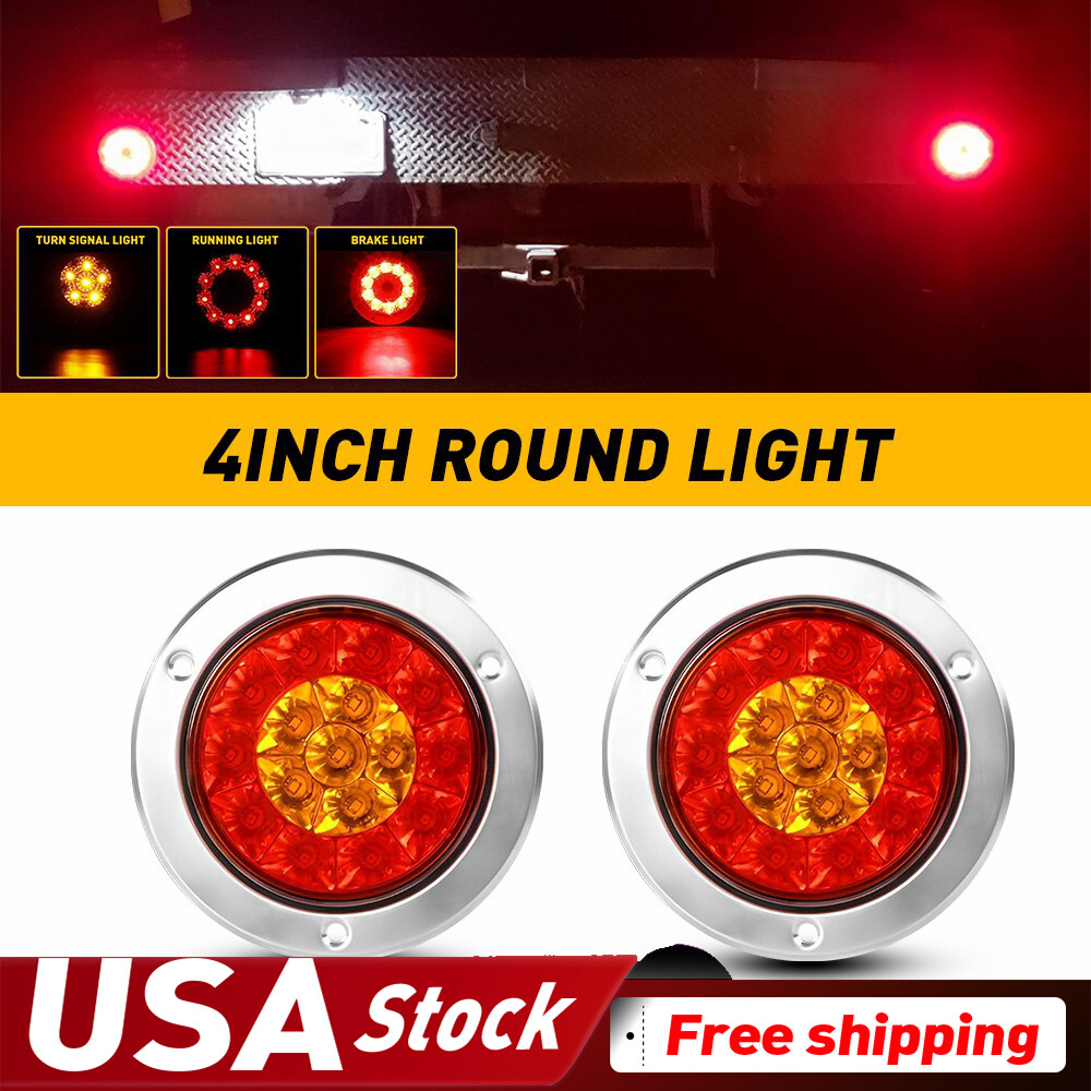 16LED Round Red/Amber ABS IP67 Truck Trailer Brake Turn Signal Lights