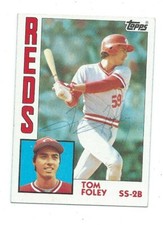 Tim Foley Hand Signed autograph on a 1984 Topps-Cincinnati Reds