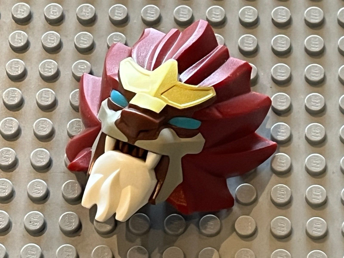 LEGO Large Figure Head Modified Chima Lion Blue Eyes Pattern