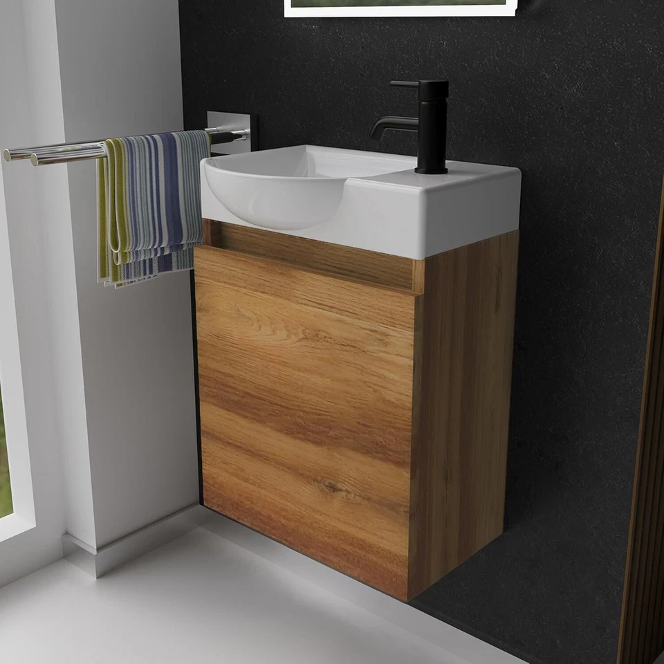 Gäste WC Waschbecken mit Unterschrank Kleines Badmöbel 45 cm Breit Waschtisch - Bild 2 von 4