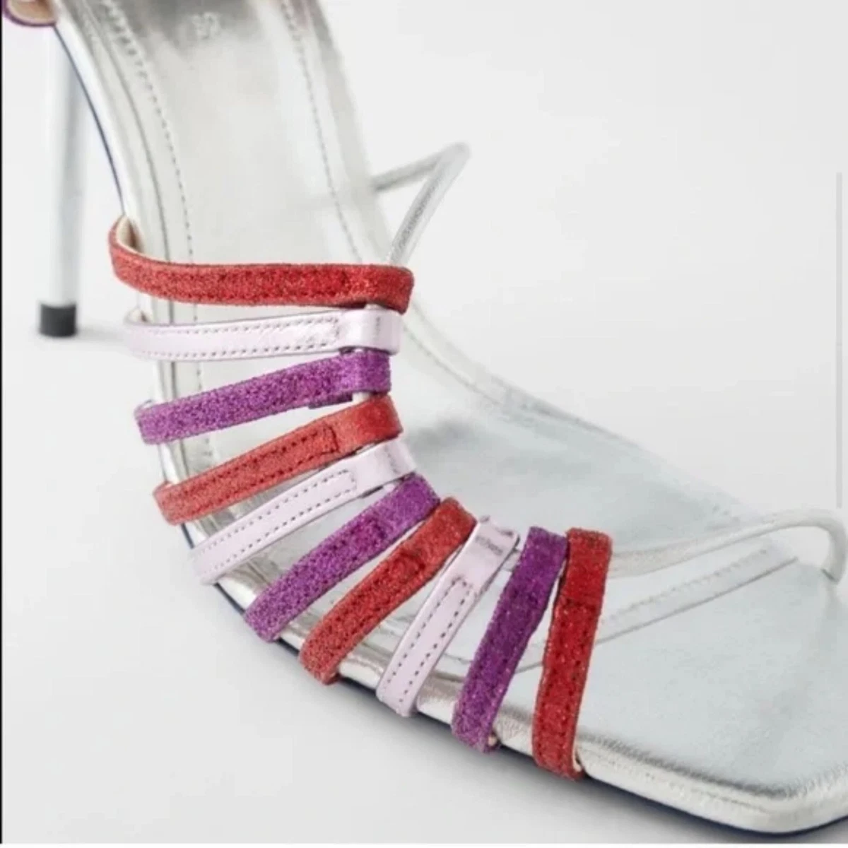 ZARA BLUE COLLECTION HEELED GLITTERS RHINESTONE SANDALS eBay